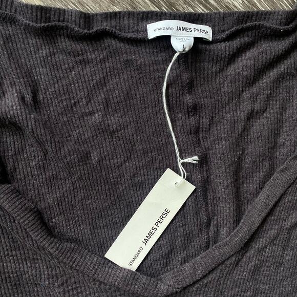 James Perse womans V Neck waffle Top - Picture 3 of 4